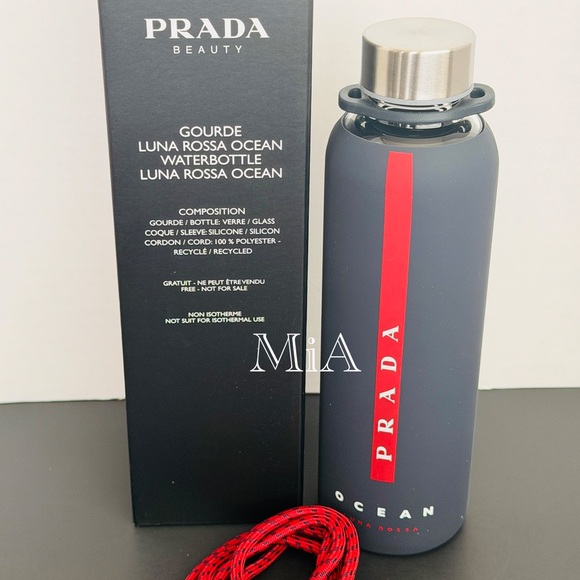 Prada Luna Rossa Ocean Water Bottle Screw-Top & Red Strap (16oz / Glass) - Picture 5 of 5
